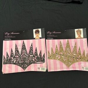 Leg Avenue Elegant Black and Gold Crown Headbands